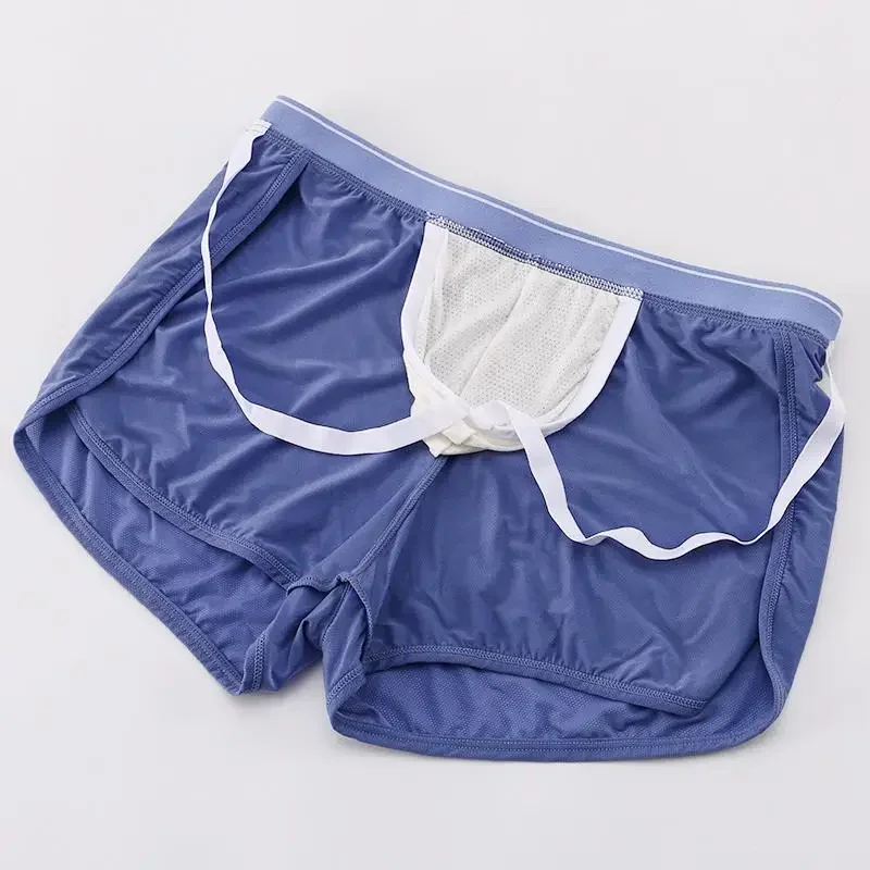 Transparante Shorts Sexy Onderbroek Ijs Ondergoed Dragen Mesh Shorts Broekje Wj Ademende Boxers Pijl Zijde Slaap Mannen