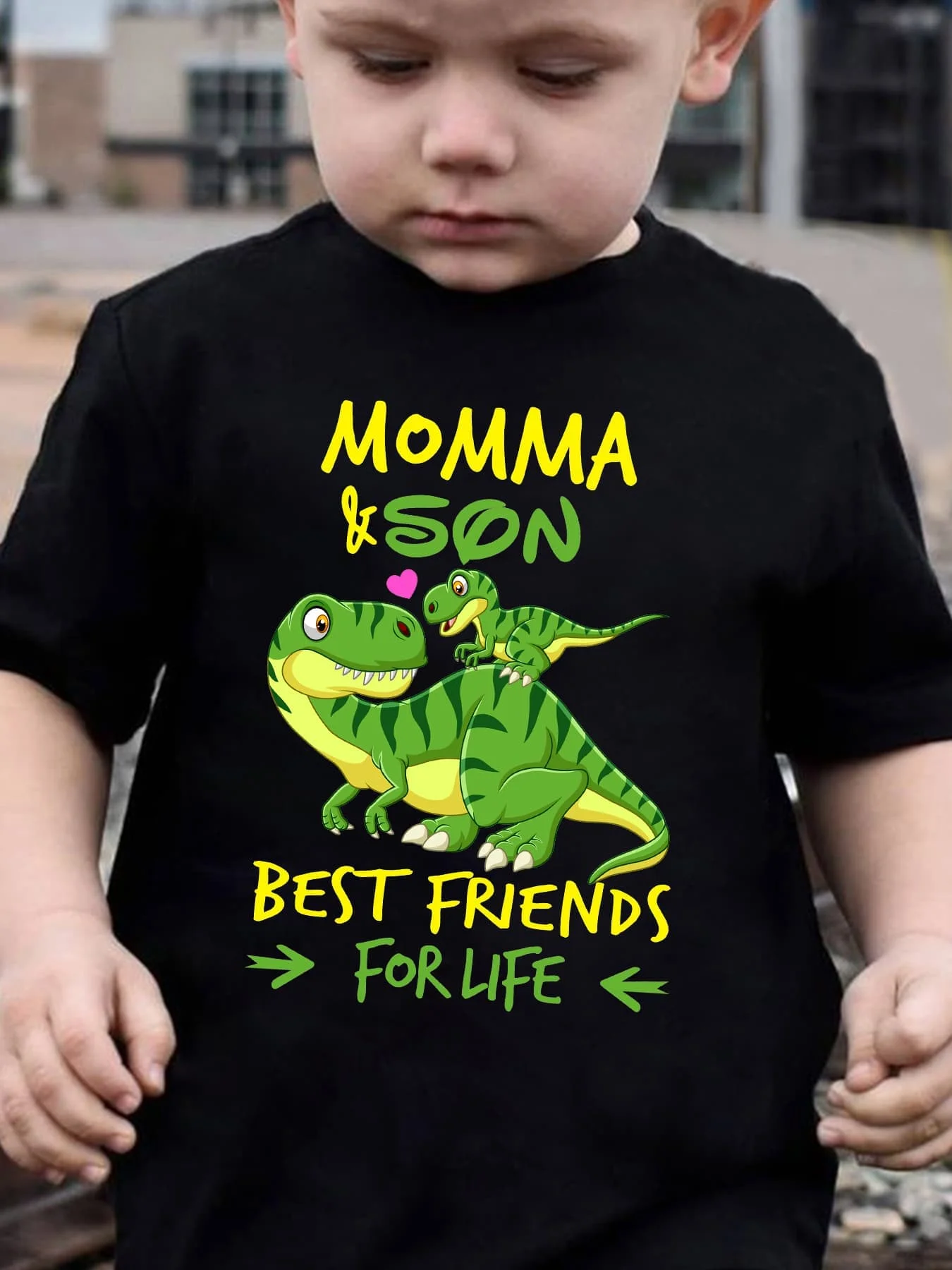 Cartoon Mother Baby Dinosaur Momma Son Family Love Print Kids T Shirt Boys Girls Family Matching Summer Crew Neck Casual Tee