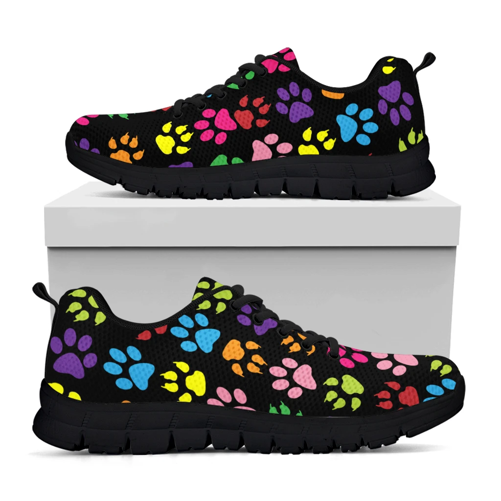 Rainbow Color Cartoon Dog Paw Print Lightweight Outdoor Shoes Comfortable Summer Breathable Shoes Basketball Shoes