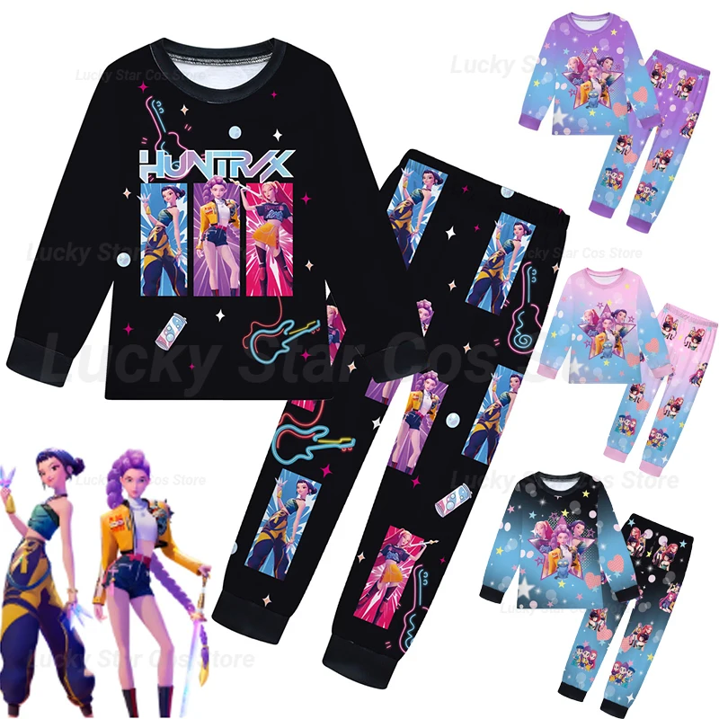

Anime K-Pop Demon Hunters Kids 2PCs Pajamas Set Girls Boys Zoey Cartoon Pyjama Long Sleeve Tops with Pants Casual Sleepwear