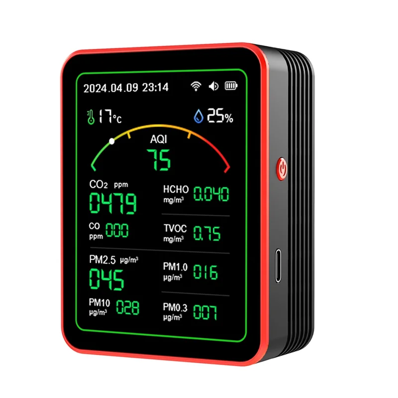 

GROCE-15-In-1 Tuya WIFI Rechargeable Household Digital Air Quality Detector CO2/CO/TVOC/HCHO/PM2.5/Temp/Humi For Smart Home