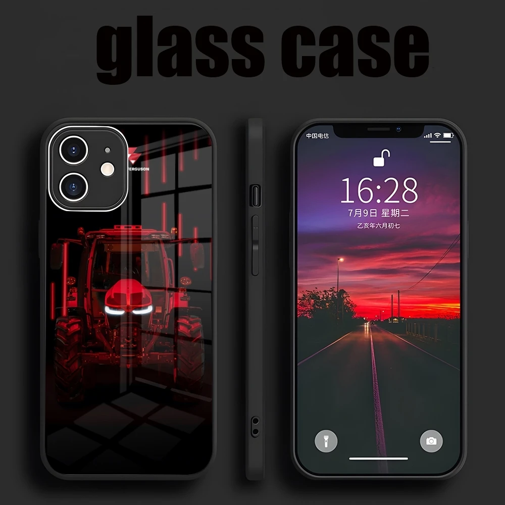 Massey Ferguson  Phone Case For iPhone 16 14 15 Pro Max Plus 13 12 11 X XR XS 8 7 6 MINI SE 2022 Glass Design Back Cover