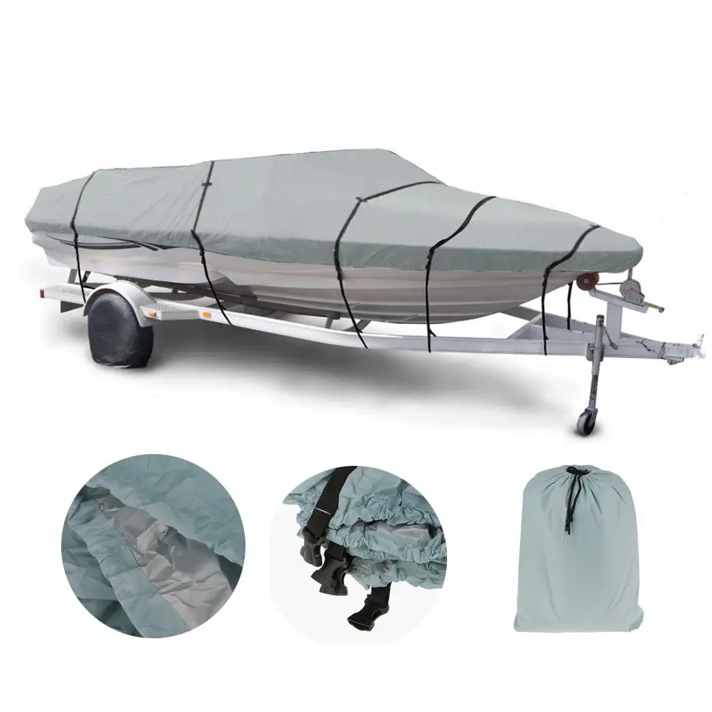 Trailerable Waterproof Fish Ski Boat Cover 11-13ft Light Blue