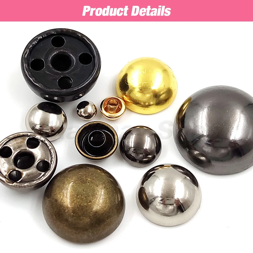 Metal Dome Cap Rivets Studs Round Rivet for Leather Craft Bag Belt Clothing Garment Shoes Collar Parts Accessories