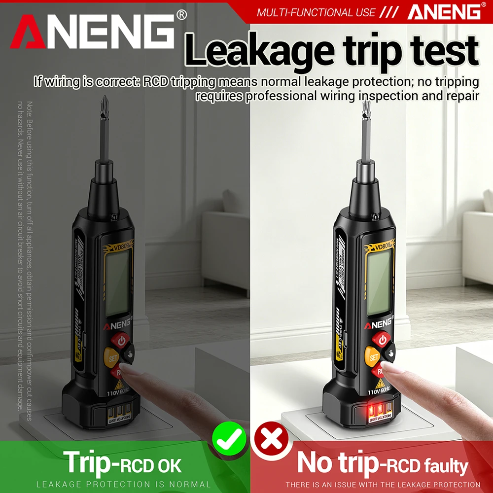 ANENG Voltage Tester Pen 30-1000V AC Voltage Non-Contact Induction Detector VD809 Breakpoint Phase Finder Socket Detector Tools