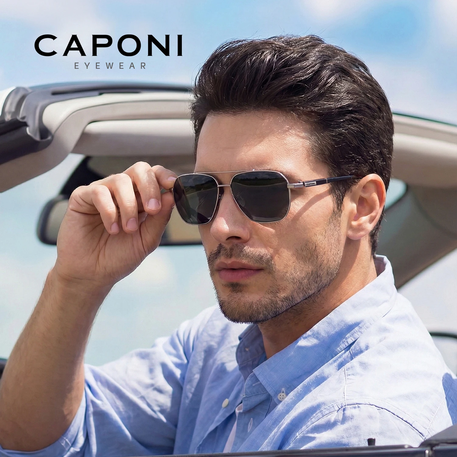 

Солнцезащитные очки CAPONI для мужчин, поляризационные, фотохромные, из ацетата и металла, для водителей, с защитой от УФ400, для активного отдыха, квадратные, модель BS24703