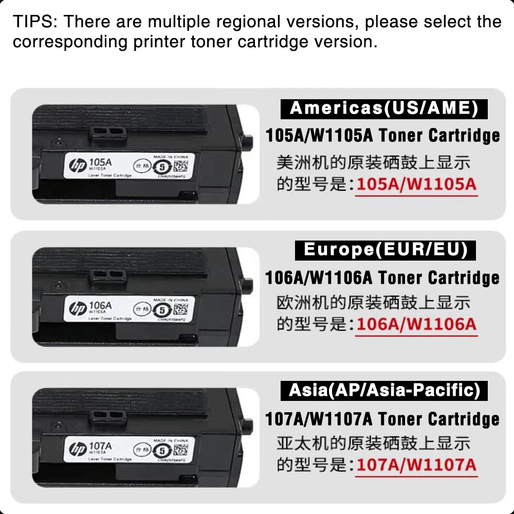خرطوشة حبر 105A 106A 107A W1105A W1106A W1106 1106a 1107A متوافقة مع HP Laser 107a 107w MFP 135a 135w 137fnw