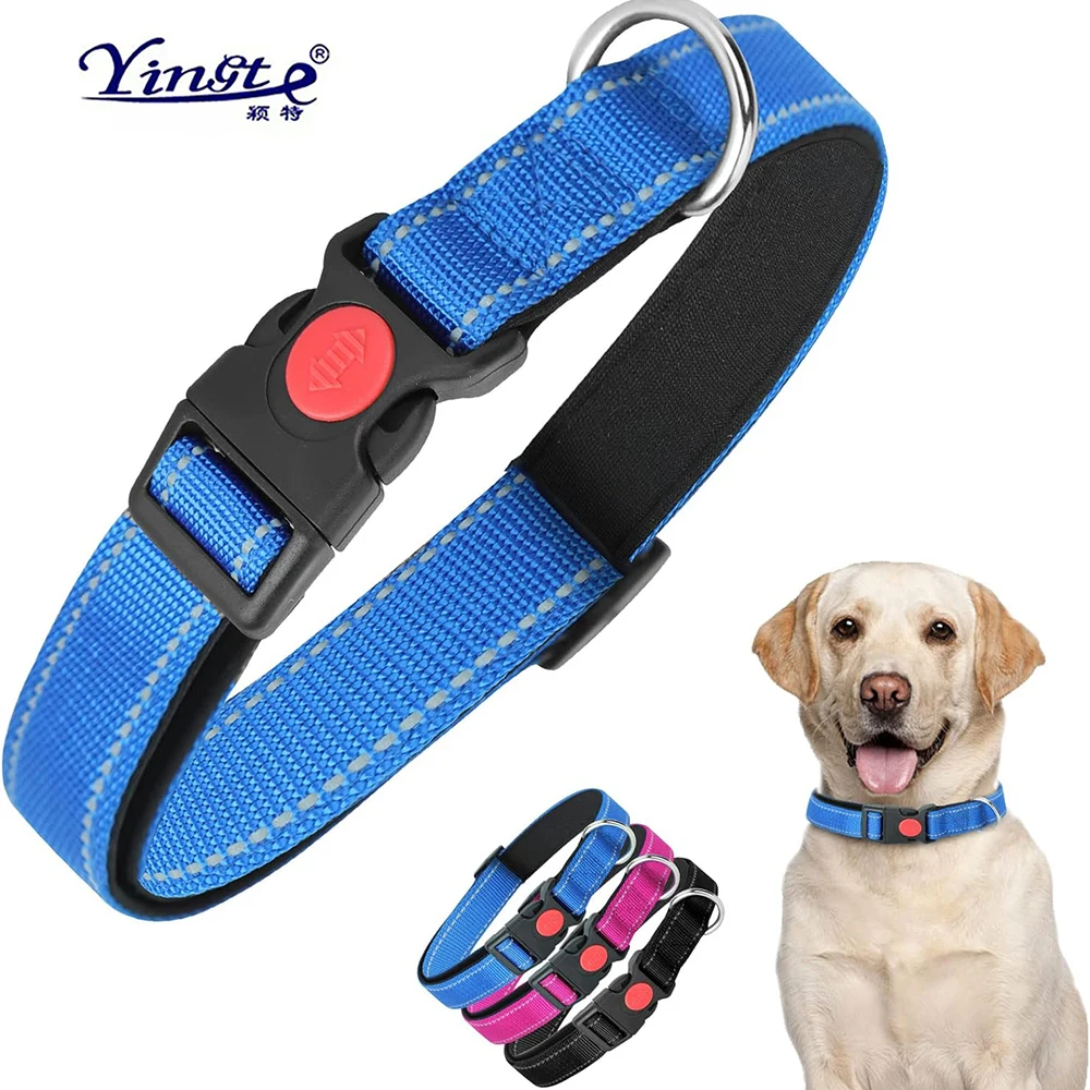 

Reflective Dog Collar With Buckle Adjustable Safety Nylon Collars With Safety Buckle Soft Breathable And Comfortable pet Collar