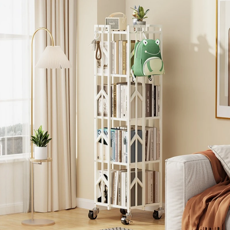 ei-Wheeled Movable Bookshelf modern simple household Multi bookcase rotating corner libreria salvaspazio organizer furniture-
