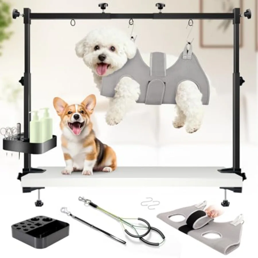 

Регулируемая подставка для груминга собак на стол с зажимом, ширина 32-47 дюймов, высота 35 дюймов, для груминг-стола для маленьких собак