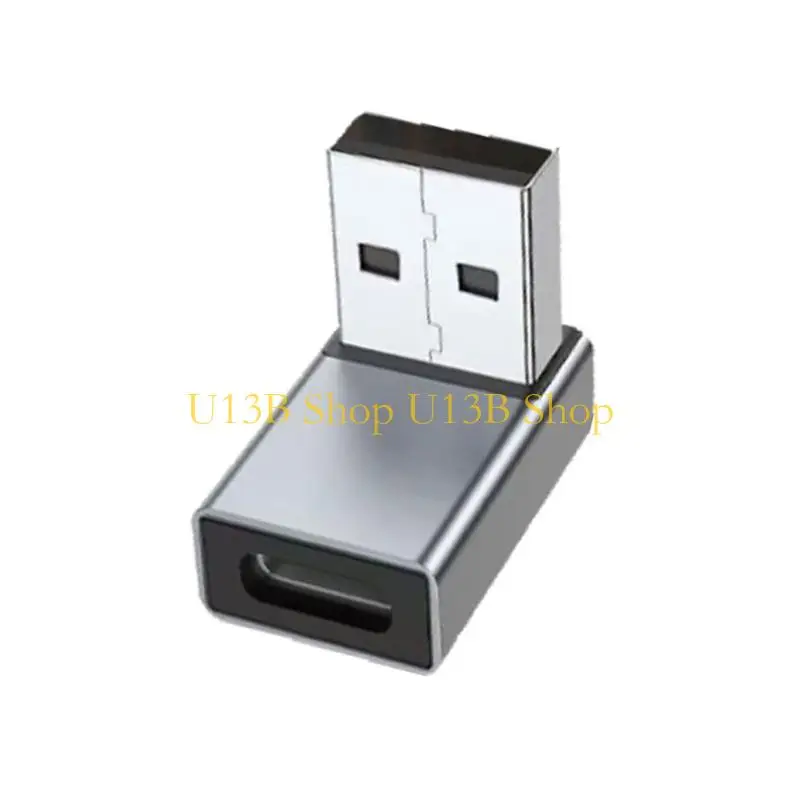 U13B Laptop Side Input USB-A to USB C Female Link, 90 Degree Aluminum for Desk Power Use, Daily Computer Use and Docks