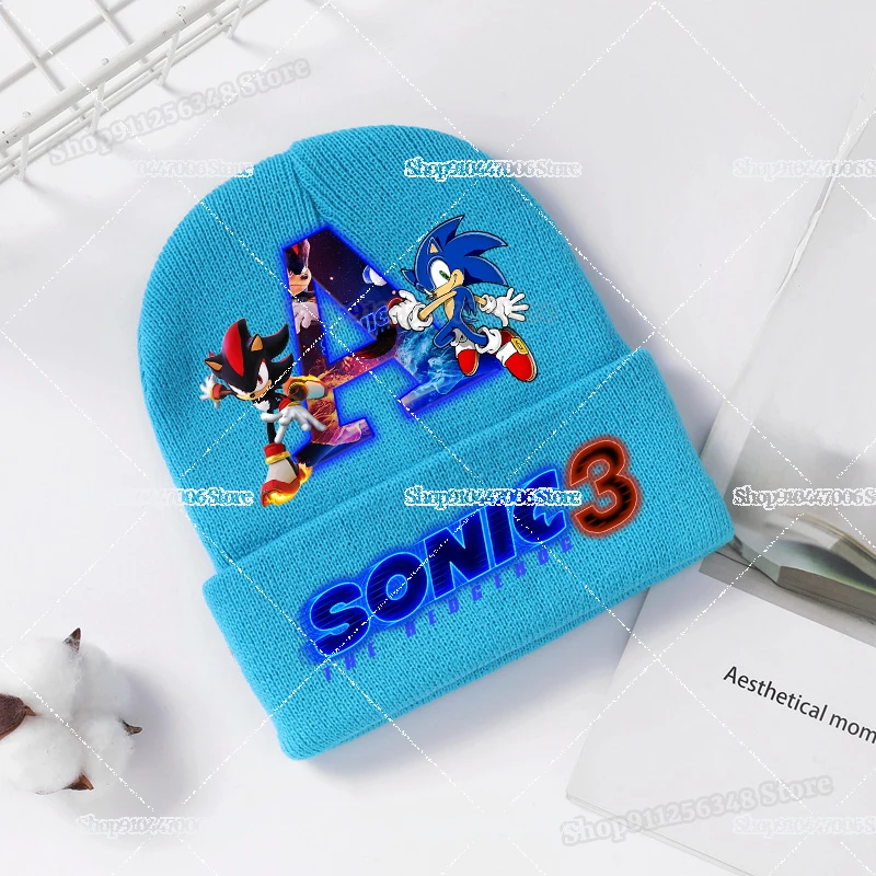 Cartoon Sonics Letter Skullies Name Combination Beanies Hat Hip Hop Knitted Caps Winter Warm Headgear Anime Fashion Bonnets Gift