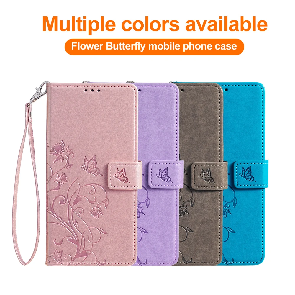 PU Leather Wallet Phone Case For Google Pixel 10 8 9 7 6 Pro XL 5G 9A 8A 7A Multi‑Card Slots Flip Cover Butterfly Flower Printed