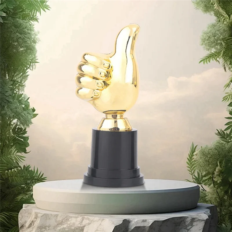-A14E 10Pcs Thumbs Trophy Plastic Gold Trophies Encouragement Mini Victory Trophies Award Prizes For Home Desktop Decor