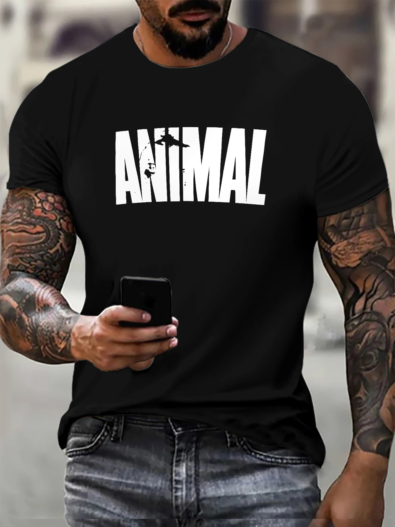 

6XL Plus Size Fashion English Animal Letter Element Men's T-Shirts Short Sleeve 3D Printed Street Trend Tee Loose Casual Tops