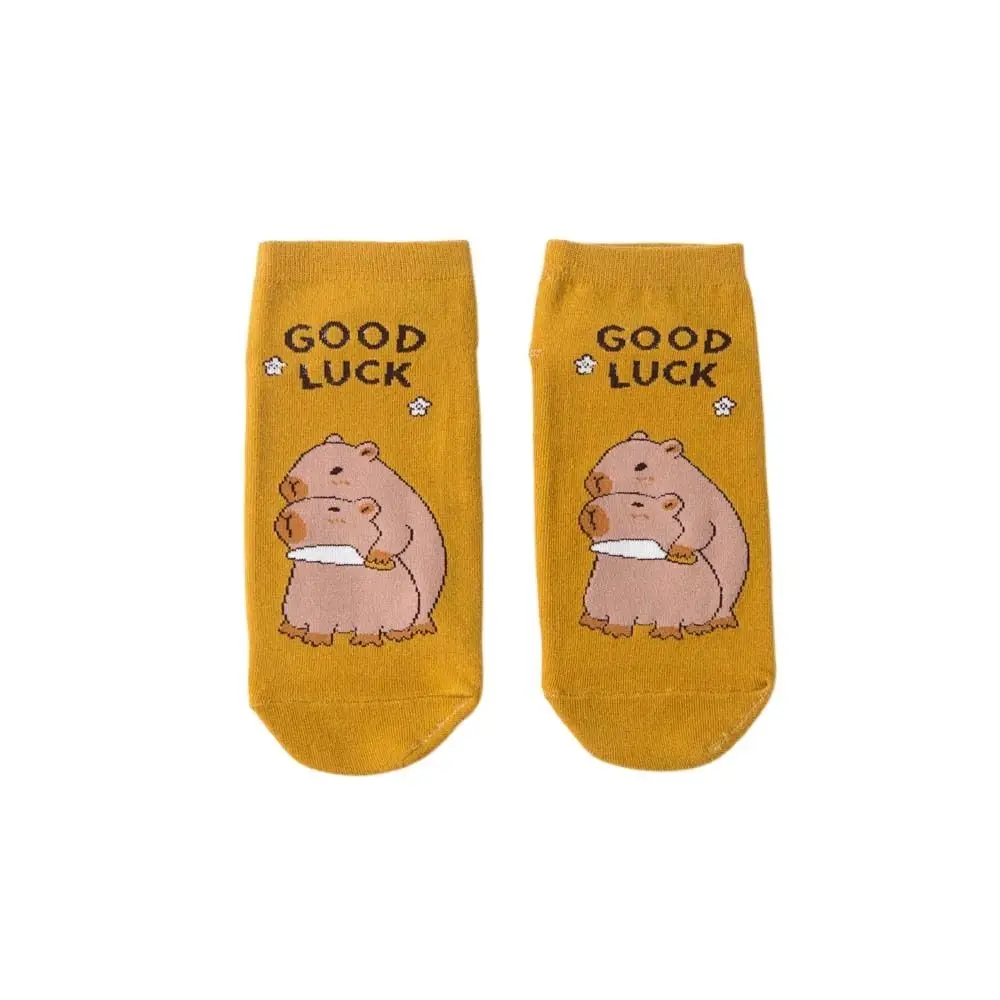 Funny Anime Capybara Socks Cotton Letter Short Ankle Socks Boat Low Tube Socks for Women Daily