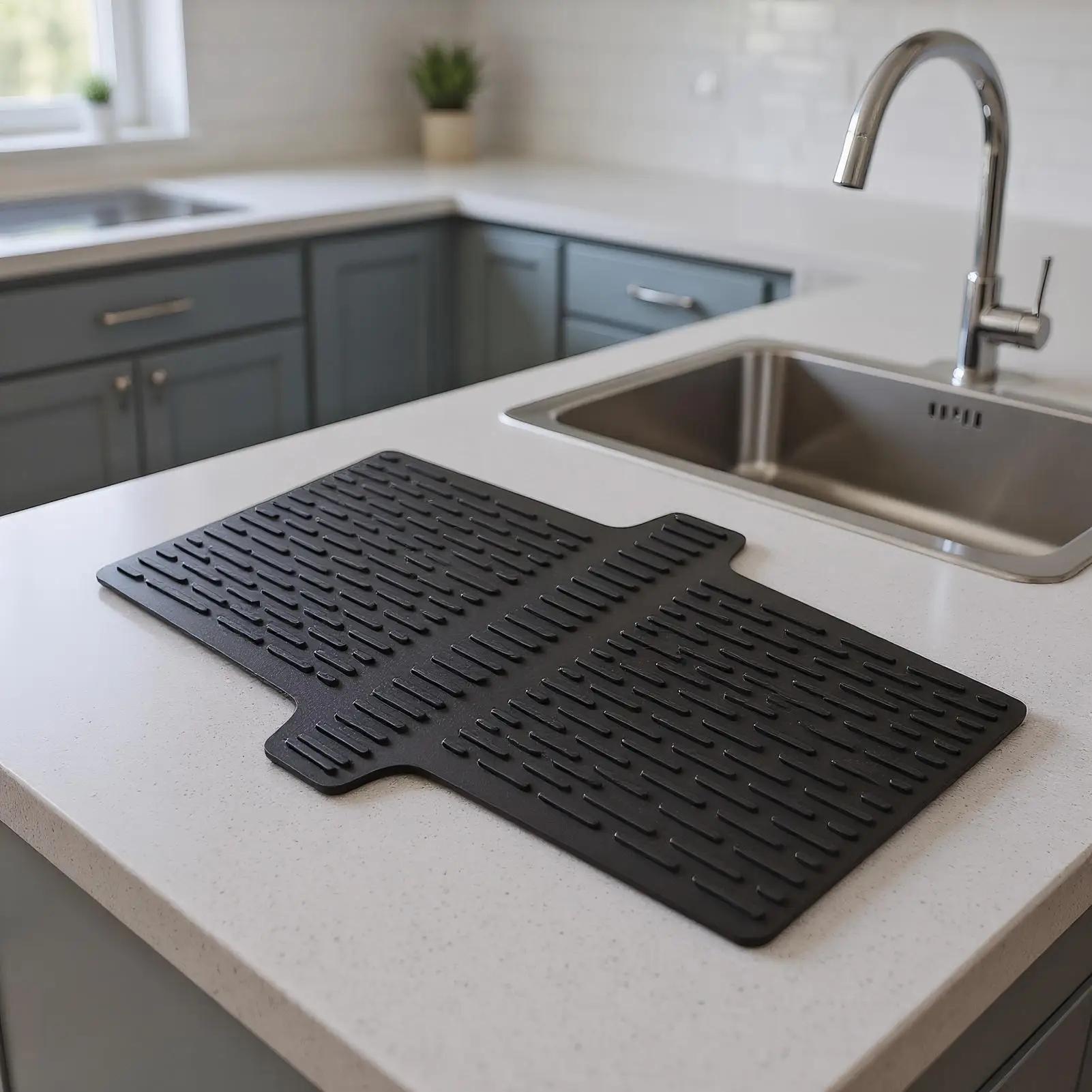 

Silicone Sink Saddle Mat Grey/Black Kitchen Sink Protector Divider Mat Heat Resistant Pad Tableware Non-slip Mats For Kitchen
