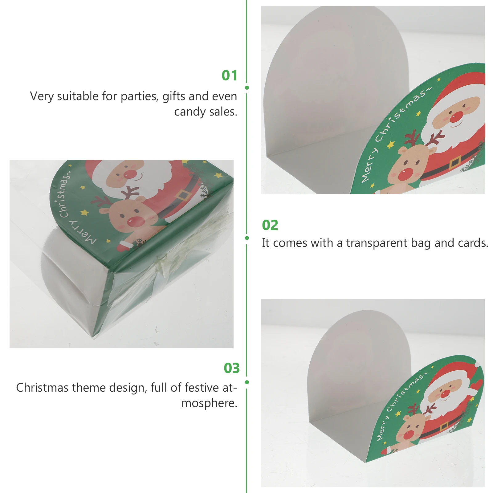 

50 Sets Christmas Bread Bag Xmas Gift Treat Bulk Packaging Dessert Style Wrapping Container Packing Festival