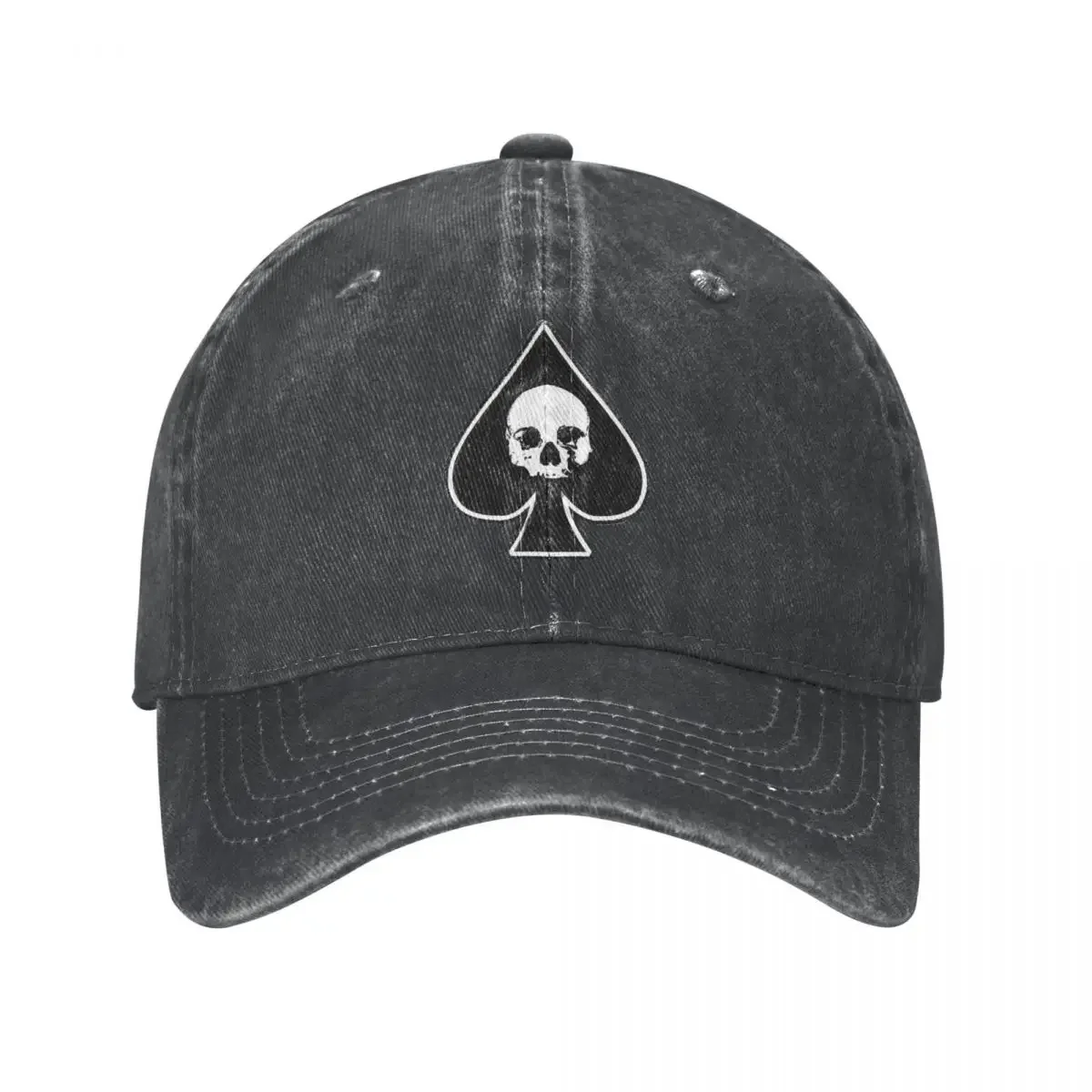 Ace Of Spades Skull Washed Baseball Cap Metal Rock Casual Trucker Hat Summer Unisex-Teens Running Custom Logo Baseball Caps