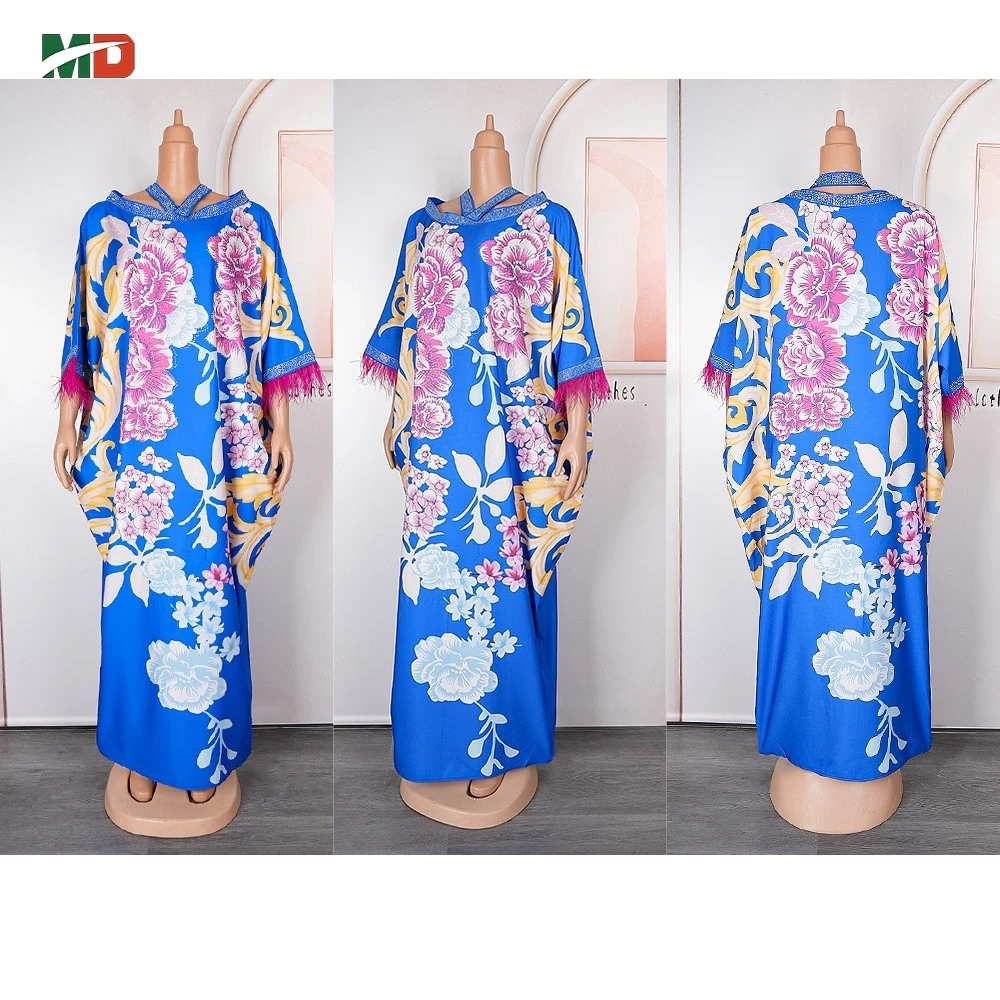 Sukienka kaftan plus size w afrykańskim stylu z kwiatowym nadrukiem, luźny krój, na wesele, imprezę, djellaba, sukienka turecka, luksusowa, elegancka, 2026, nowość, 2024