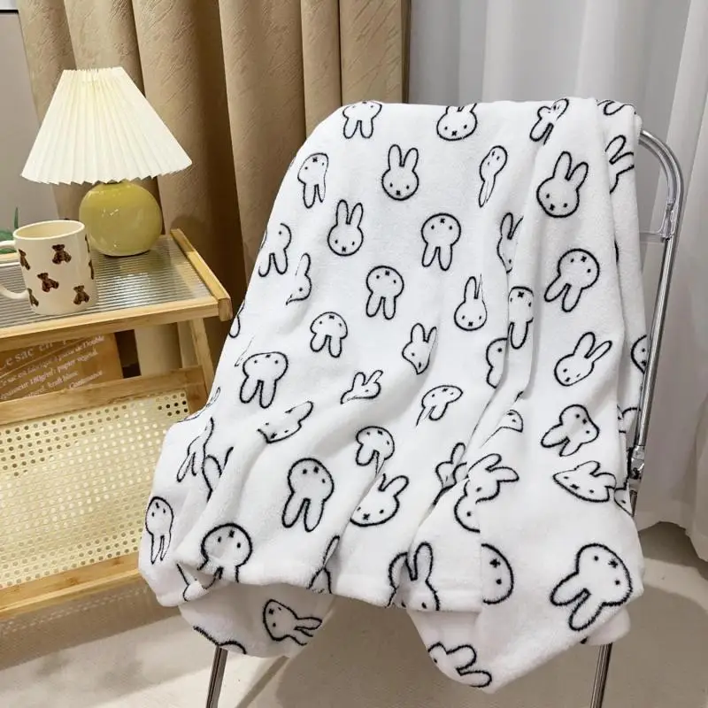 

New Miffy Rabbit Kawaii Anime Autumn Winter Blanket Flannel Cute Cartoon Children's Blanket Bed Sheet Nap Blanket Gifts for Kids