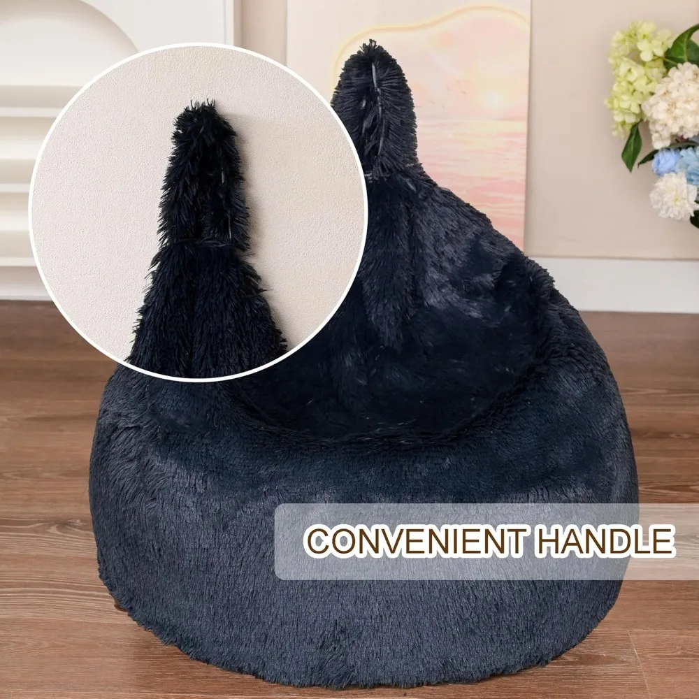 子供と大人のための快適なぬいぐるみビーンバッグチェアカバー - 詰め物なしのふわふわレイジーソファカバー