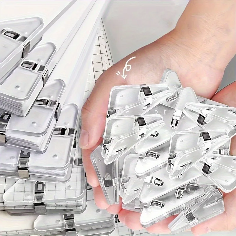 22pcs Clear Triangle Clip Set | Right-Angle Plastic File Holders, Loose-Leaf Binder Document Organizers for Office, and Home Use