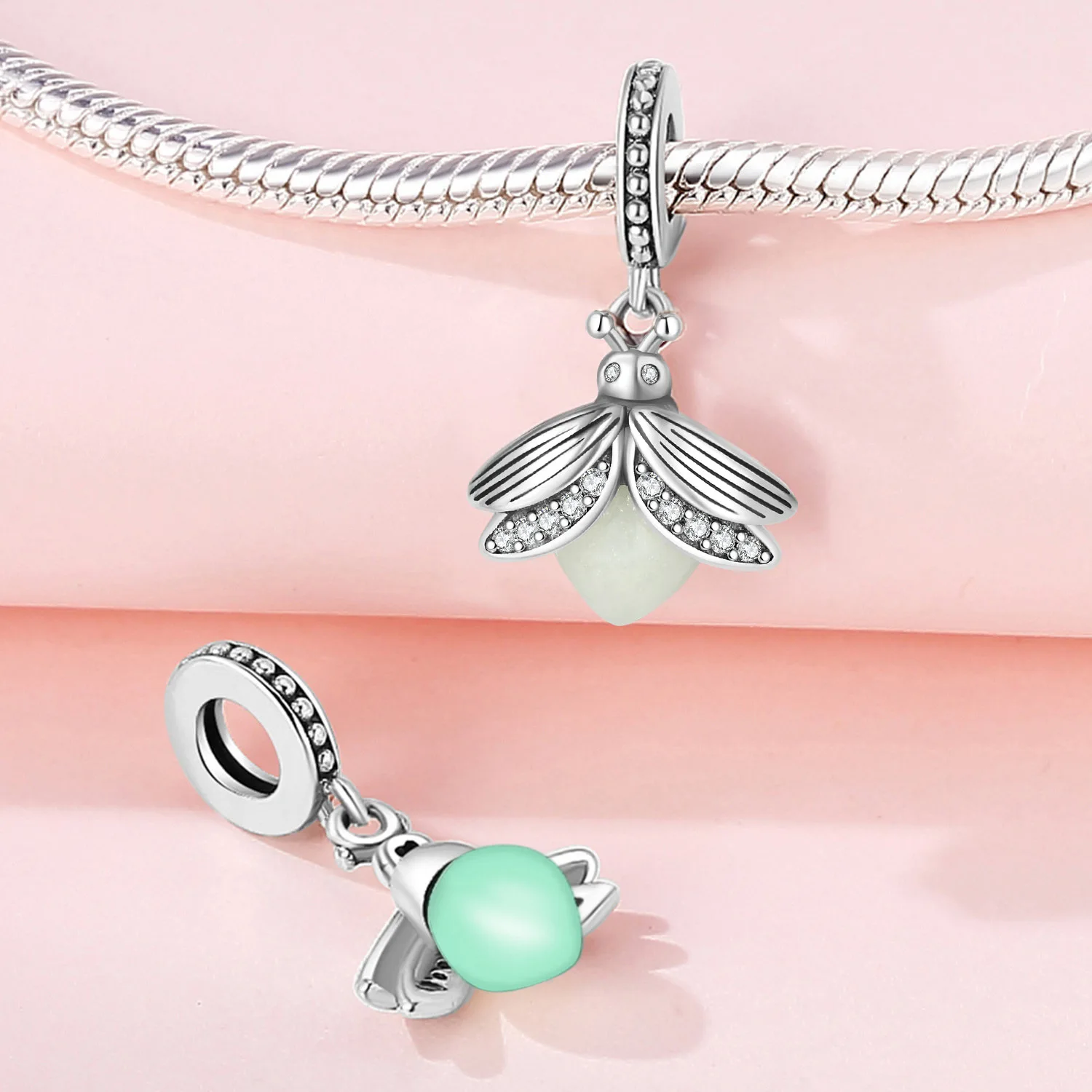 Charms Insect Butterfly Bee Firefly Pendant Bead Accessories Bracelet Silver Plated Cross-border Bestseller