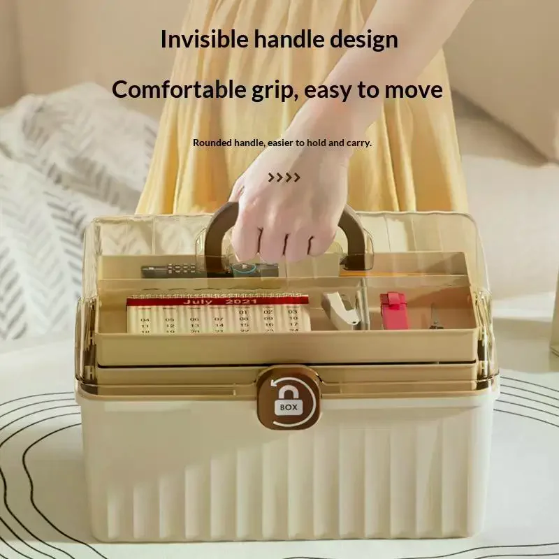 3 Tier Foldable Medicine Organizer With Multiple Compartments Perfect For Home Daily Medication First Aid Storage Tidy