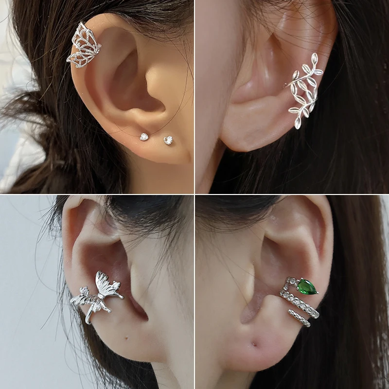 Vintage Hollow Butterfly Ear Clip Without Piercing Earrings For Women Fashion Exquisite Ear Cuff Wedding Jewelry