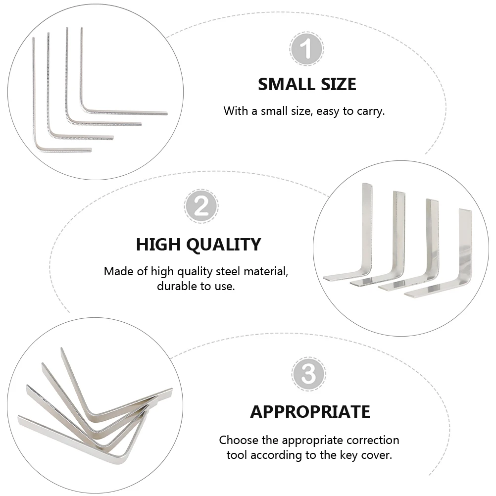 

4 pcs Wind Instrument Repair Tool Set Key Cover Correction Tool For Saxophone Steel Angle Repair Kit Musical Instrument Parts