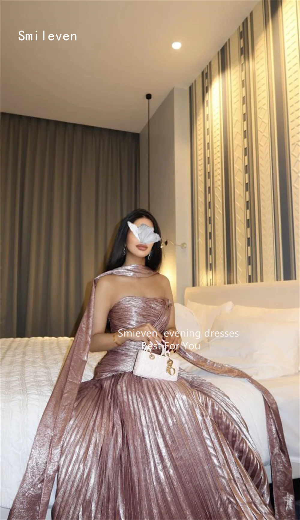 

Smileven Luxury Mermaid Prom Dress Strapless Personality Party Gowns Shining Pleat Formal Occassion Dress Customized 2026