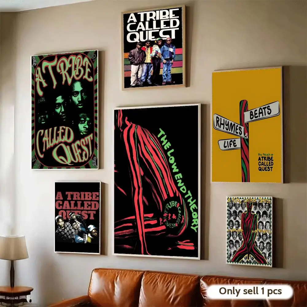 Band A T-Tribe Called Quest Poster Waterproof Wall Art Sticker for Home Bar Decoration, Self-Adhesive Room Wall Decor Mural