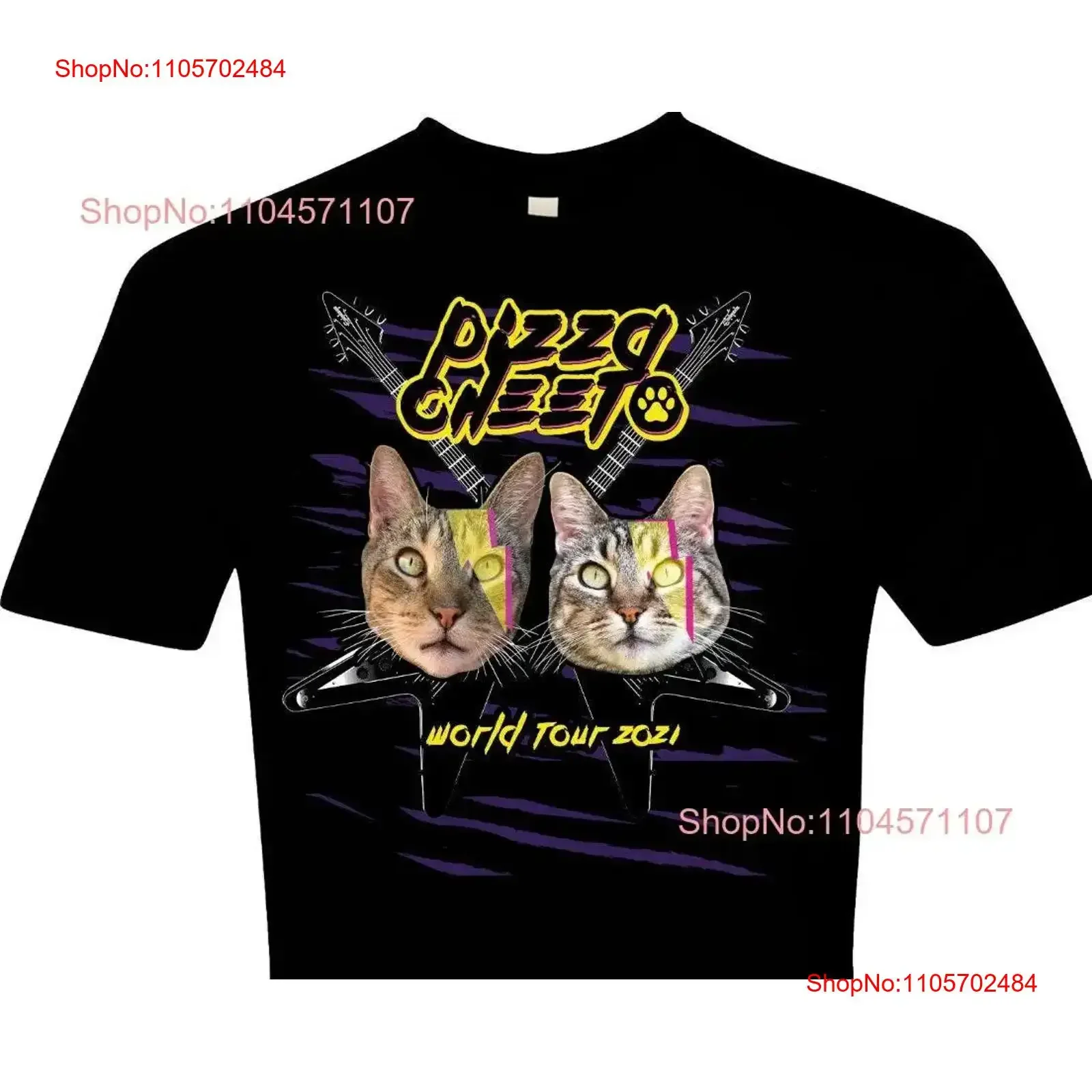 Pizza Cheeto World Tour tee Men's T Shirt Trending Funny Cat I Lover Dad Rock n roll cats vintage Washed streetwear Stretched