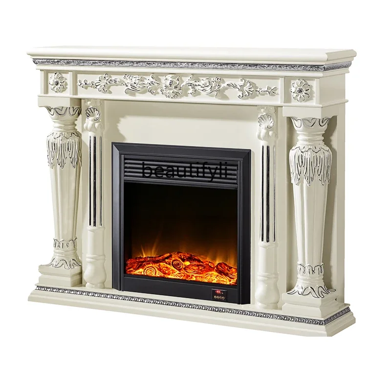 

A Roman column fireplace European American solid wood mantel fireplace flame decorative cabinet 1.3/1 meters