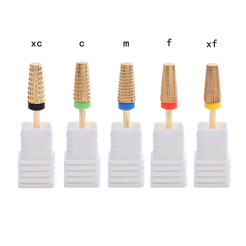 Milling Cutter Golden Tungsten Carbide Nail Drill Bits For Electric Nail Drill Manicure Machine Pedicure Nail Files Accessories