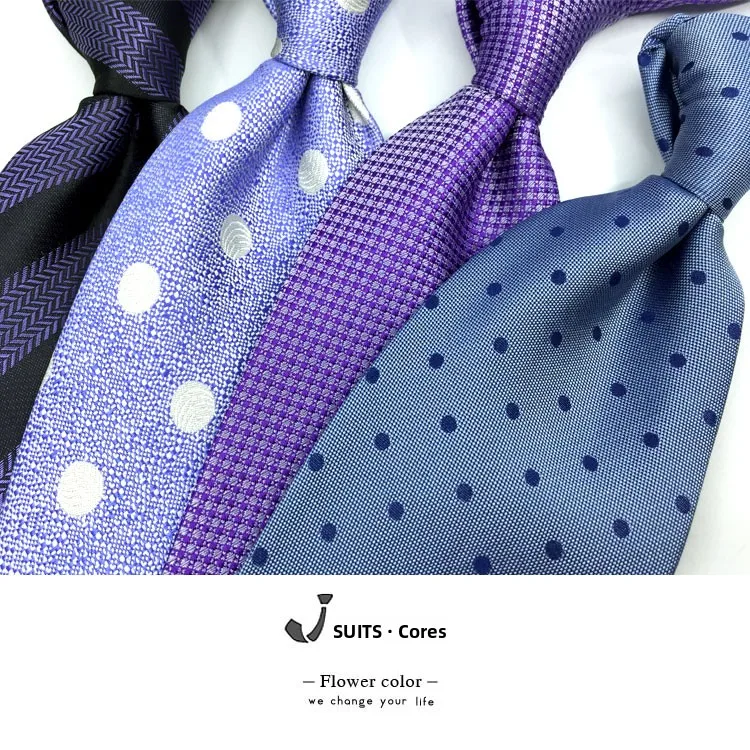 purple-polka-dot-silk-tie-vintage-silk-business-suit-accessory-elegant-wedding-tie-blue-violet-tie-for-men