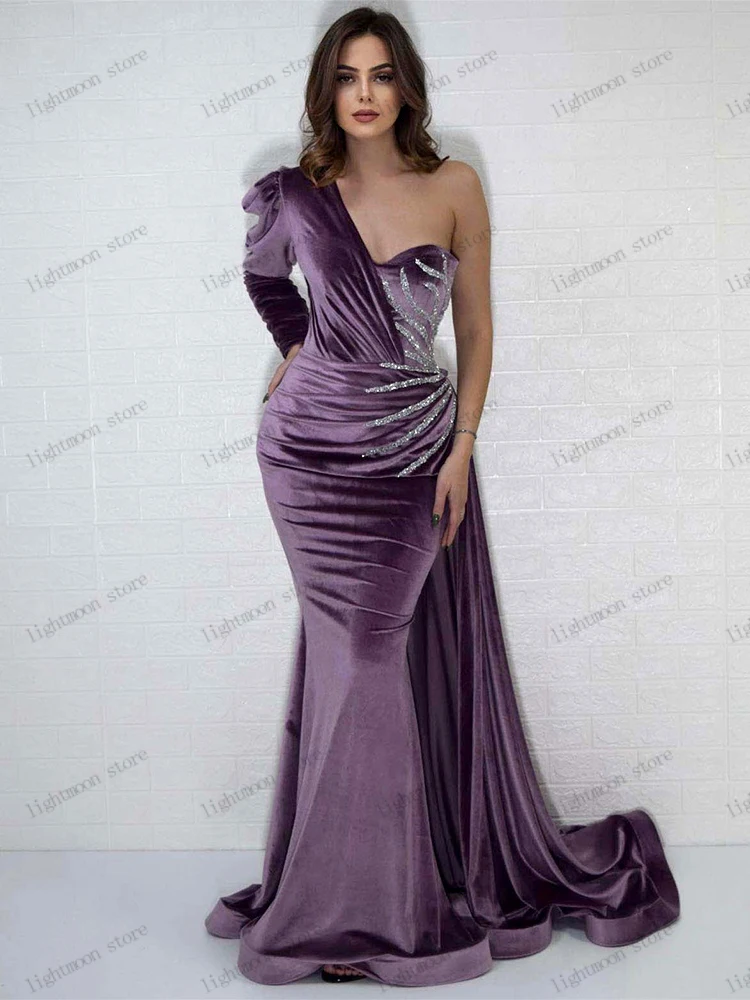 Vintage Evening Dresses Sexy Prom Dress High Slit Backless One Shoulder Sheath Mermaid Beading Appliques 2024 Vestidos De Gala