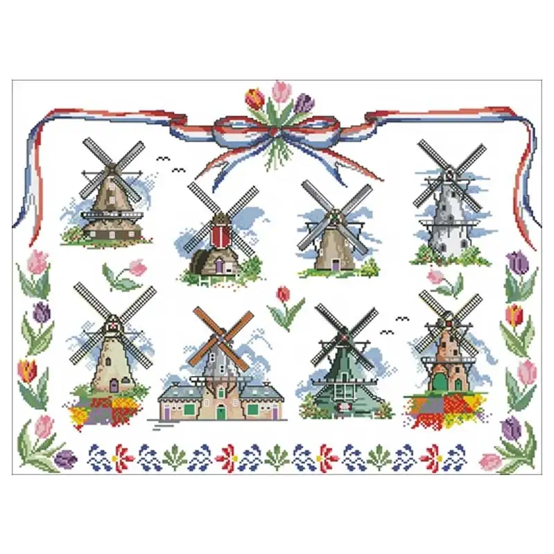 

The Windmill Patterns Counted Cross Stitch Sets DIY Handmade 11CT 14CT 16CT 18CT Cross Stitch Kits Embroidery Needlework Gifts