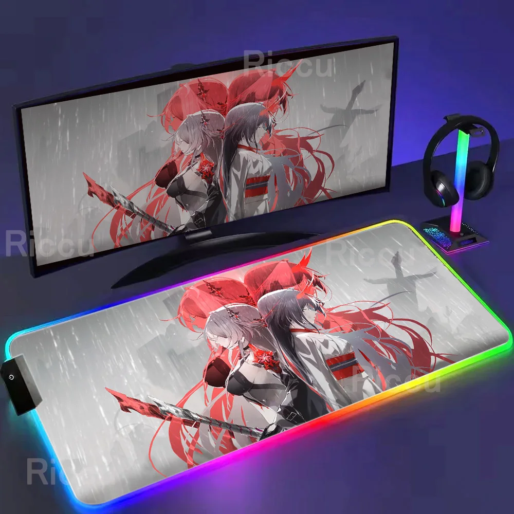 

Cool RGB Mousepad Anime Game Acheron Honkai Star Rail Mouse Pad Laptop Purple Keyboard Rug PC Gamer Cabinet Kawaii Girl Desk Mat