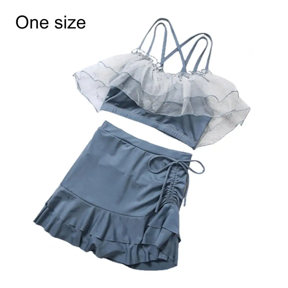 2Pcs/Set Fashion Ladies Printed Swimsuit Sexy Conservative One-Piece Skirt Covered Swimsuit Swimsuit Bikini