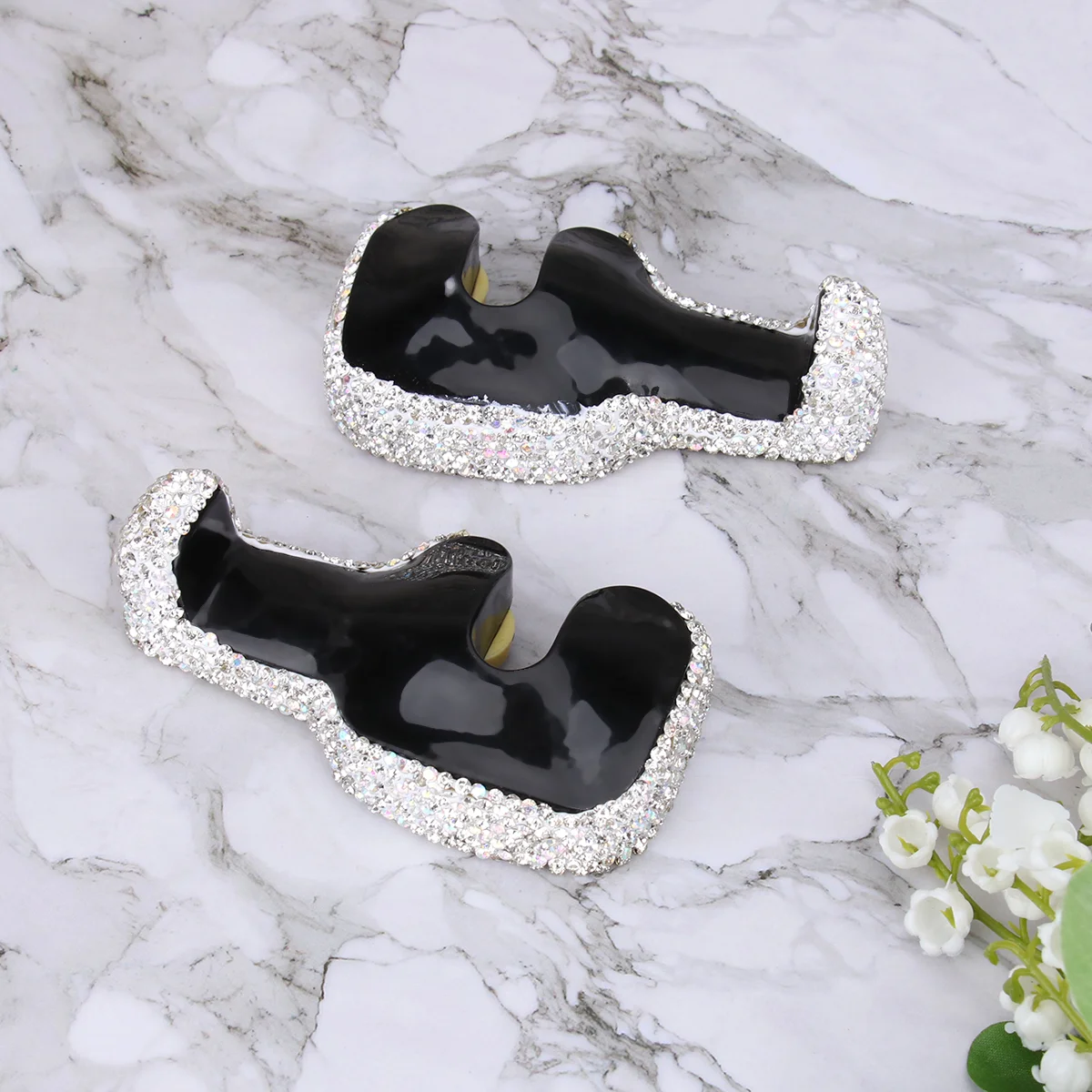 2pcs Crystal Rhinestone Car Headrest Bag Hook Diamond Seat Back Hook Hangers Auto Storage Hooks Holder