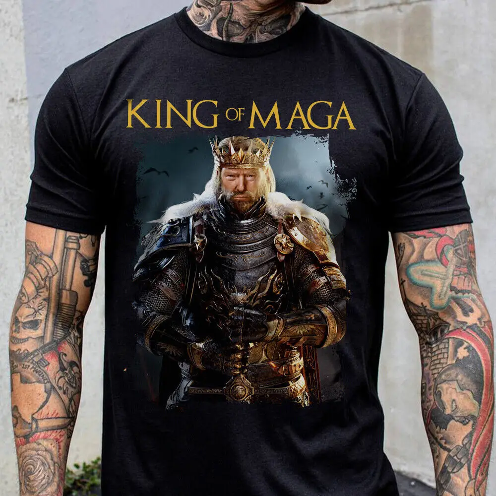 

King Of Maga Funny Trump Ultra Maga King T Shirt New 100% Cotton Short Sleeve O-Neck T-shirt Casual Mens Top