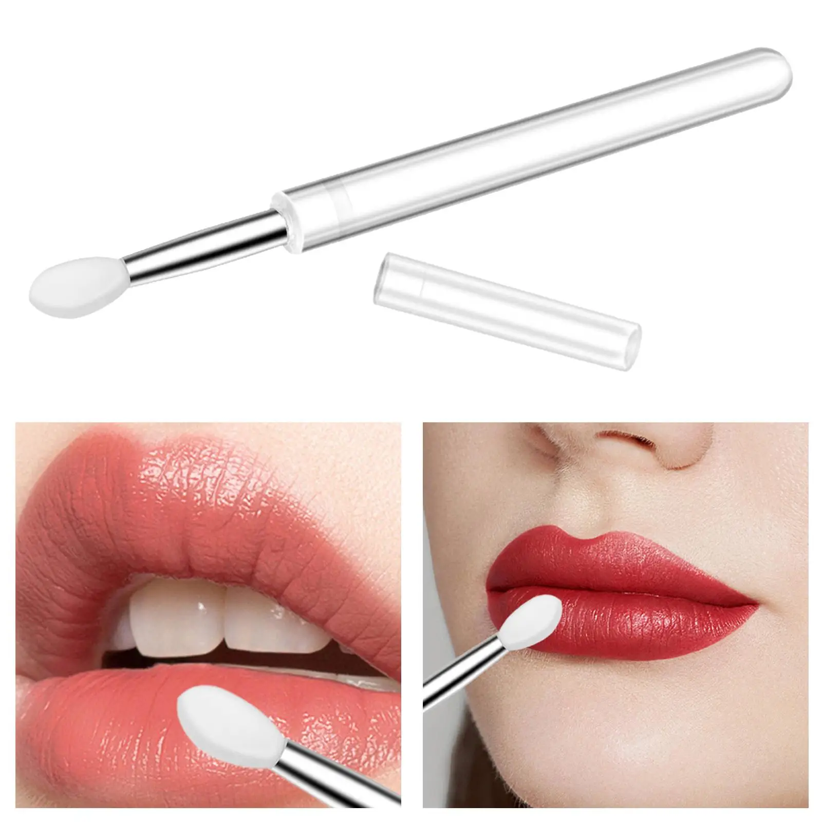 Lip Brush Portable with Cap Reusable Professional Lip Scrub Brush for Lip Mask Eyebrow Lip Gloss Eye Shadow Lip Blending Stick