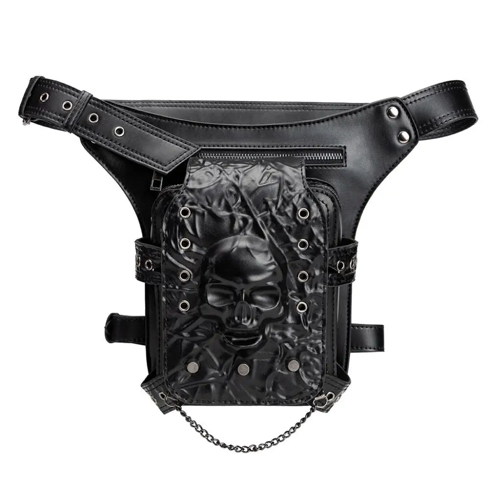 Punk Style Skull Retro Waist Bag Outdoor Cycling Single Shoulder Crossbody Bag Mobile Phone Bag Medieval Steampunk Style