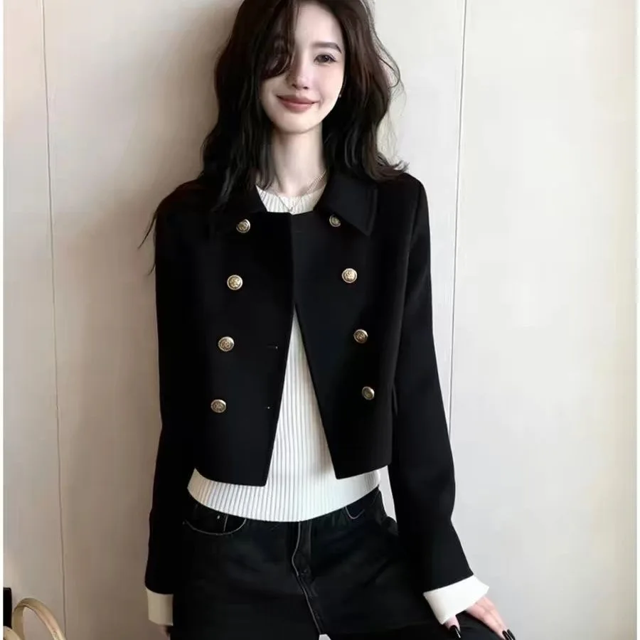 Black Short Coat Women's Fashionable Little Fragrance Style Spring 2026 Early Season New Model Age-Defying Open Cardigan Top