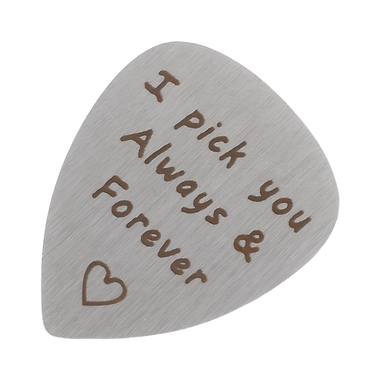 

Titanium Steel Carved Guitar Pick I Pick You Always Forever Letter Engraved High Performance Ukulele Musical Instrument