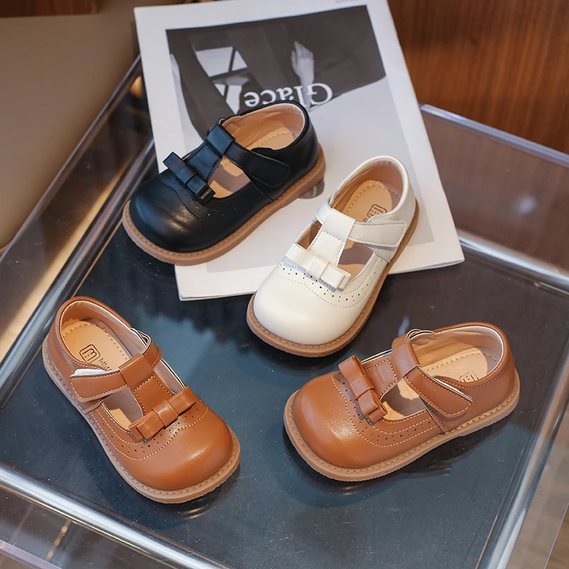 Children's Fashion Sandals New Brown Breathable Soft Boys Girls Leather Shoe White Fashion Flat Non-slip Kid Baby Single Shoes