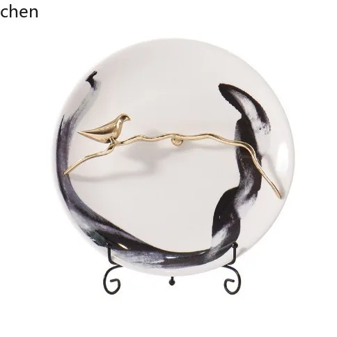 CZ Decorative Piece for Living Room TV Cabinet Entrance Display Home Decor Soft Decoration Wine Cabinet Decoration Ceramic Plate