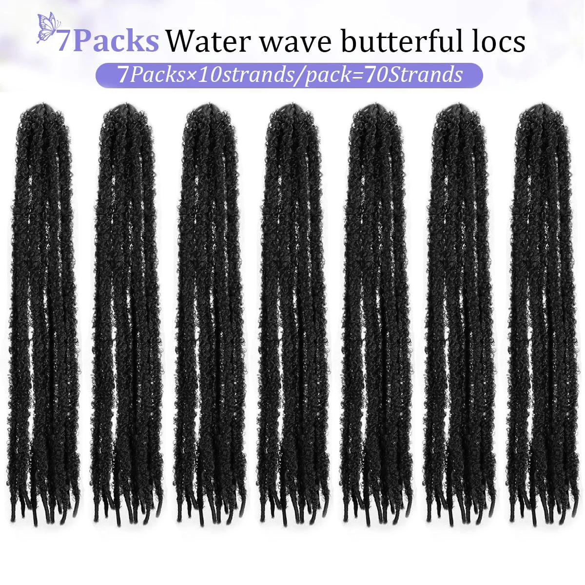 Distressed Butterfly Locs gehaakt haar, 7-packs dik Distressed Locs gehaakt haar synthetisch Butterfly Jumbo Loc Pre Looped Ligh